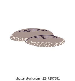 Hand drawn stones, cartoon flat vector illustration isolated on white background. Smooth massage stones drawing. Textured boulder or rock, naive art drawing.