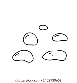 Hand drawn stones, rocks vector illustration in doodle style isolated on white background. Design elements.