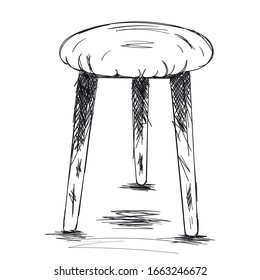 hand drawn stool in white background