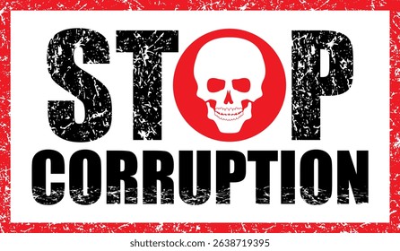 Hand drawn of stop corruption sign, vector illustration