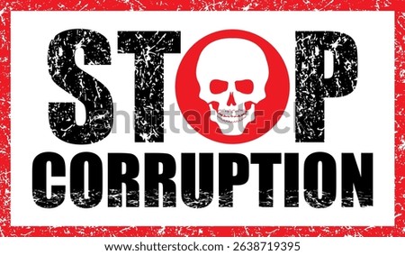 Hand drawn of stop corruption sign, vector illustration