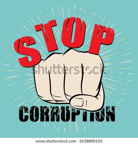 Hand drawn of stop corruption sign, vector illustration