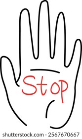 Hand Drawn Stop Hand Vector Illustration