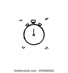 Dibujo manual de cronómetro, diseño de doodle, icono de objeto, ilustración vectorial