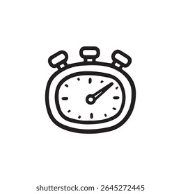 Hand drawn stopwatch Doodle Sketch Style, time quick fast logo concept. Timer express speed delivery concept