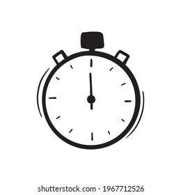 Hand drawn stopwatch element. Doodle sketch style. Stopwatch element drawn by digital brush-pen. Illustration for icon, sticker design.