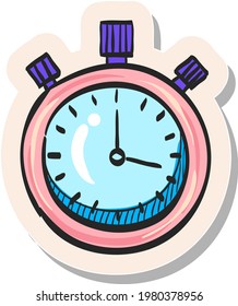 Hand drawn Stopwatch icon in sticker style vector illustration