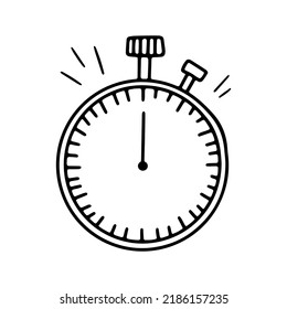 Hand drawn stopwatch timer. Stopwatch quick delivery speed concept, express and urgent services. Vector doodle isolated on white