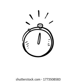 Hand drawn stopwatch timer symbol, fast time logo concept. Stopwatch quick delivery speed concept, express and urgent services.  Deadline and delay doodle.