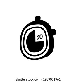 Hand drawn stopwatch timer symbol, fast time logo concept. Stopwatch quick delivery speed concept, express and urgent services. Deadline and delay doodle.