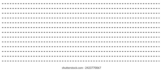 Juego de vectores de línea de puntos rectos dibujados a mano .Papel de fondo de línea dibujado a mano simple de línea recta Costilla de coser.