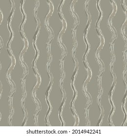 Cadenas dibujadas a mano de hebras de fibra rotas onduladas. Patrón vectorial sin cable con franjas rotas verticales. Fondo monocromo lineal geométrico neutro orgánico. Repetición de estilo rústico de cabaña textural