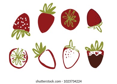 Hand drawn strawberries elements for your design.