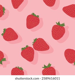 Hand drawn strawberries seamless pattern