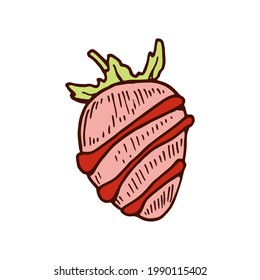 Postre de fresa dibujado a mano. Ilustración vectorial. elemento de diseño de San Valentín