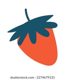 Handgezeichnete Erdbeerdoodle-Element flach Symbol. Vektorgrafik
