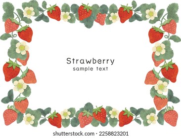 Hand drawn strawberry frame.strawberry vector background illustration.