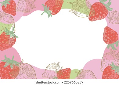 Hand drawn strawberry frame.strawberry vector background illustration.