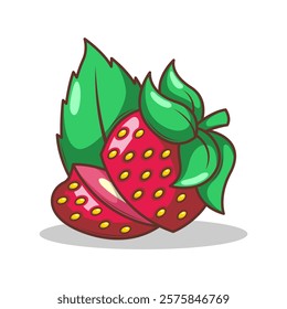 hand drawn strawberry fruit illustration art