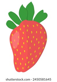 Hand drawn strawberry (got glare, halftone, shadow, leaves), isolated on white background (backdrop). Food. Berry. Vector illustartion.