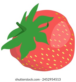 Hand drawn strawberry (got glare, halftone, shadow, leaves), isolated on white background (backdrop). Food. Berry. Vector illustartion.