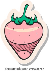 Hand drawn Strawberry icon in sticker style vector illustration