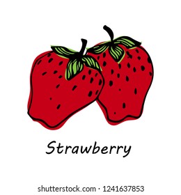 Hand drawn Strawberry isolated on white background. vector illustration.