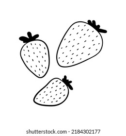 Hand drawn strawberry isolated on a white background. Doodle, simple outline illustration. It can be used for decoration of textile, paper.