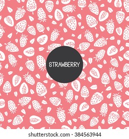 hand drawn strawberry pattern background vector illustration