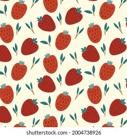 Hand drawn strawberry pattern vector