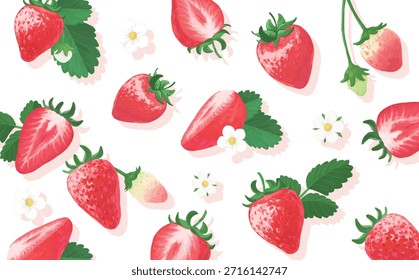Hand drawn strawberry seamless background