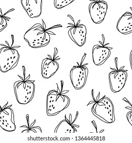 Hand drawn strawberry seamless pattern like childish doodle. Perfect for printing on paper, fabric or other cute designs.
