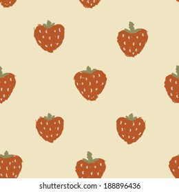 hand drawn strawberry seamless pattern, colorful vector illustration