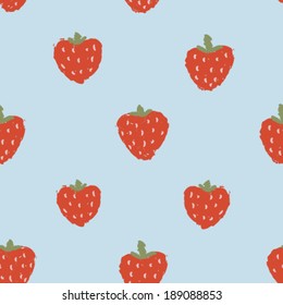 hand drawn strawberry seamless pattern, colorful vector illustration