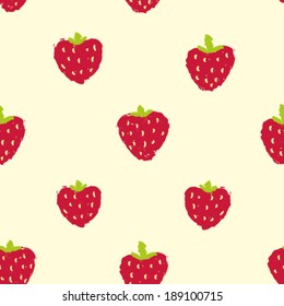 hand drawn strawberry seamless pattern, colorful vector illustration