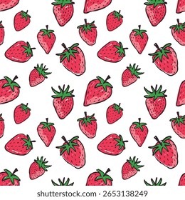 Padrão sem emenda do morango desenhado à mão