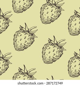 hand drawn strawberry seamless pattern