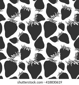 Hand drawn strawberry seamless pattern. Vector background. Summer pattern for our design: cards, wallpaper, websites