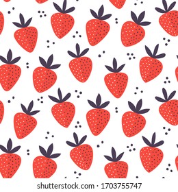 Diseño de patrones vectoriales sin fisuras de fresa dibujada a mano