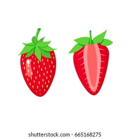 Hand drawn strawberry. Vector decorative element. Cartoon style.