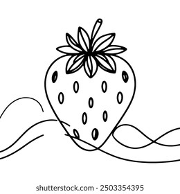 Hand Drawn Strawberry Vector Illustration - Continuous Line Nature Food Graphic