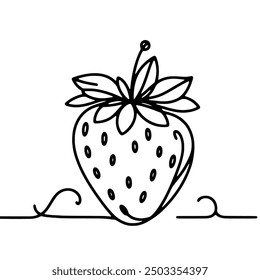Ilustración vectorial de fresa dibujada a mano - línea continua de Naturaleza Food Graphic