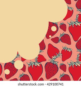 Hand drawn strawberry yogurt background. Vector background. Summer pattern for our design: cards, wallpaper, websites