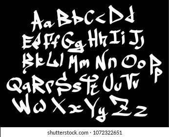 Hand drawn street font on a black background. Vector art.