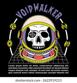 Hand Drawn Streetwear Astronout Skull Vector Illustration