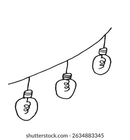 Hand Drawn String Lights Cozy Festive Doodle Illustration