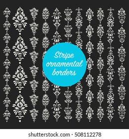 Hand drawn stripe ornaments. Pattern brushes in black and white. Set of decorative borders.