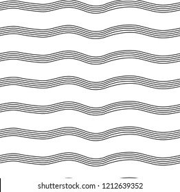 Hand drawn stripe pattern with black and white horizontal parallel stripes.Vector abstract background.