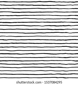 Hand drawn stripe seamless pattern, doodle black and white lines backgrounds. Stock vector illustration.