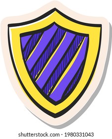 Icono de protector de banda dibujado a mano en ilustración vectorial de estilo pegatina